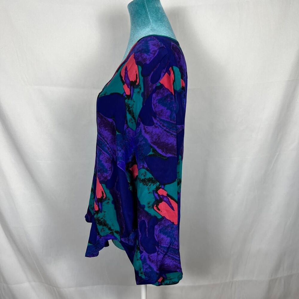 VIBRANT YUMI KIM 100% Silk Abstract Print Blouse - Picture 3 of 7